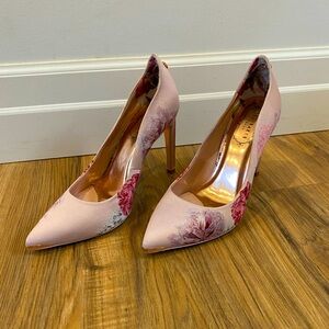 Ted Baker pink flower print heels. Only worn a couple times. Size 6.5.